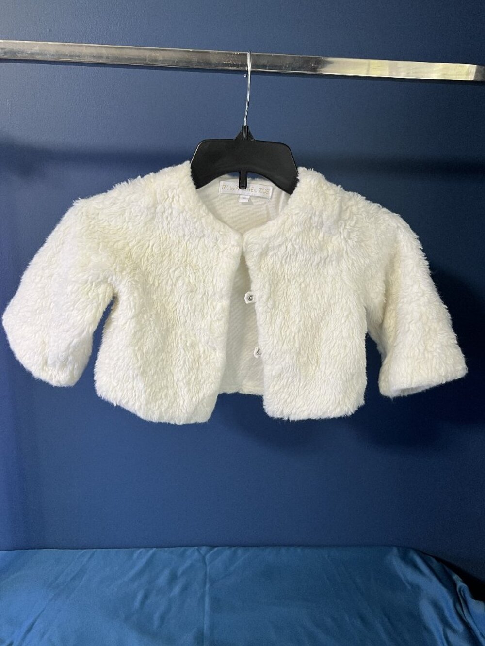 RZ by Rachel Zoe White Faux Fur Cropped Jacket Girls Size 2T